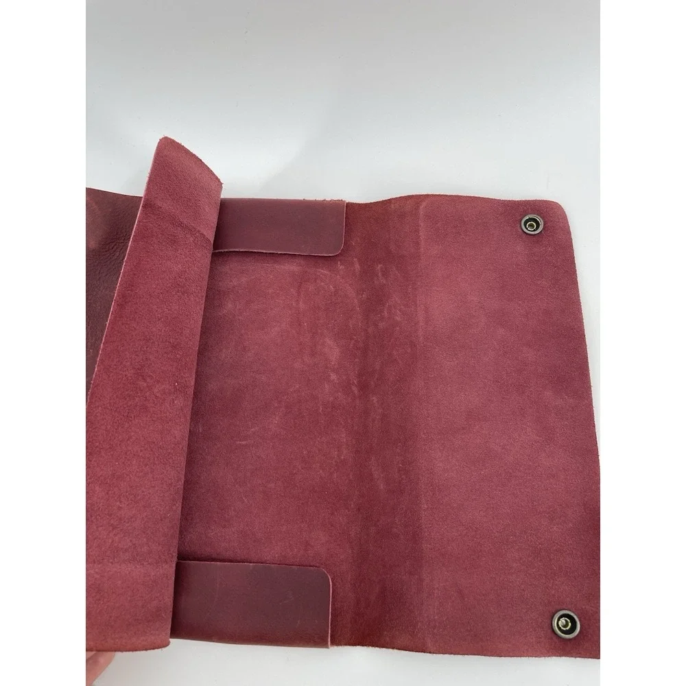 Hide & Drink Leather Pouch Wallet Red Handmade Snap Closure Unisex Rustic.